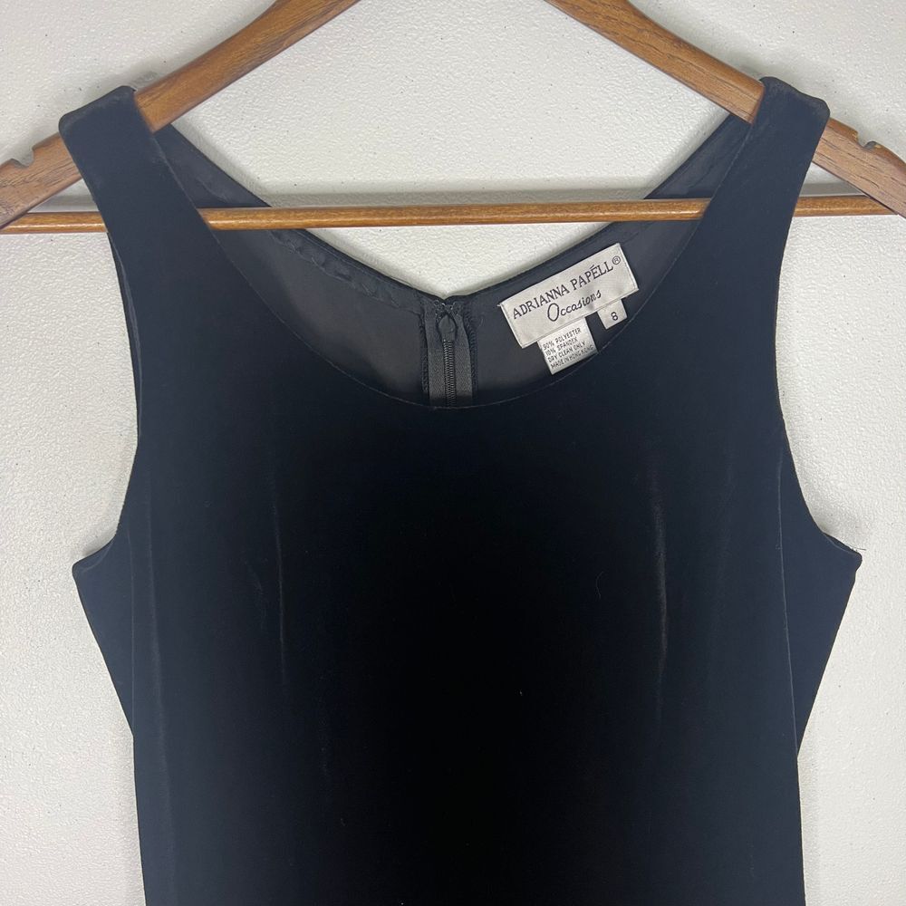 Vintage Y2K Black Velvet Scoop Neck Goth Vamp Dark Romantic Maxi Sheath Dress 8 - Picture 3 of 13